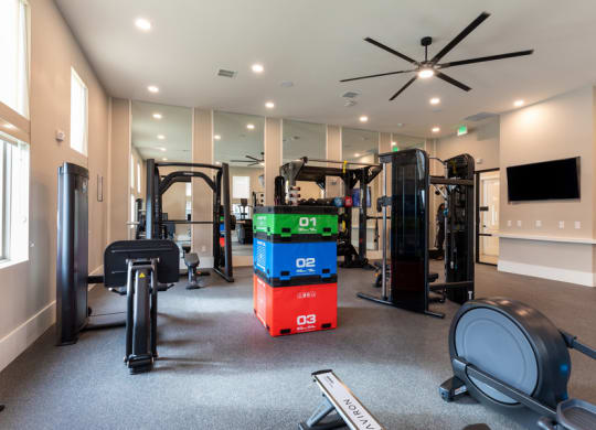 Resident fitness center at Alta 3Eighty Apartments in Aubrey, TX