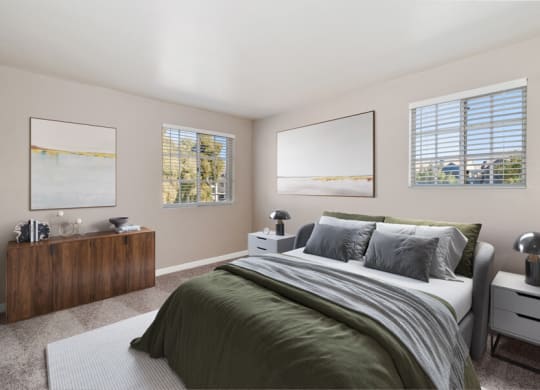 Model apartment bedroom at Array South Mountain, Phoenix, AZ