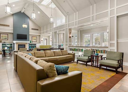 Community club house lounge area at Bridges at Crosstown in Tampa, Florida.