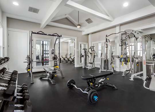 Community gym at Bridges at Crosstown in Tampa, Florida.