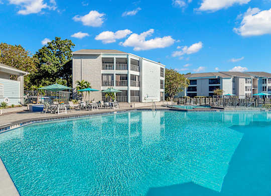 Community swimming pool at Haven at Water's Edge in Tampa, Florida.