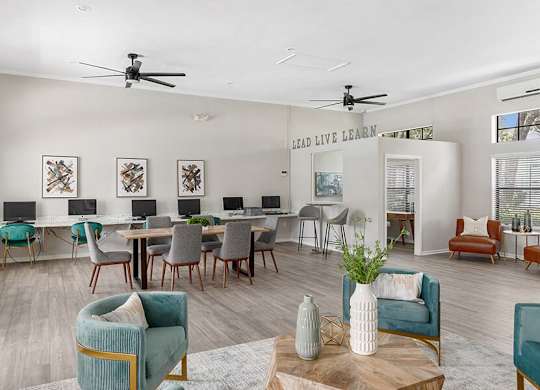 Community Clubhouse Business Center at Mirage on Kernan Apartments located in Jacksonville, FL.