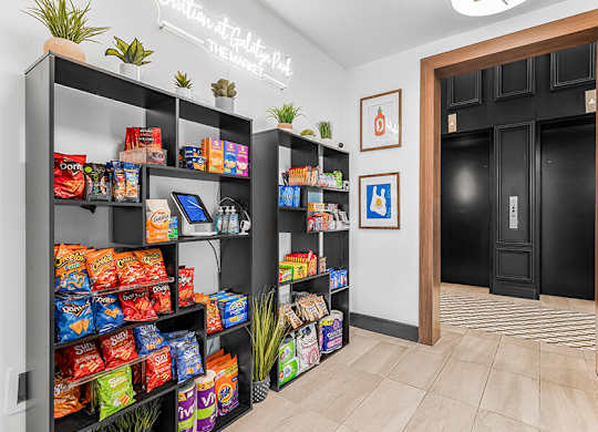 Community Market Store at Ovation at Galatyn Park Apartments located in Richardson, TX.