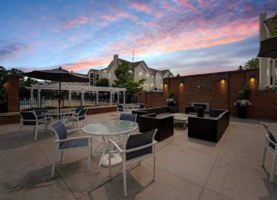 Fireside lounge area at Dulles Green Apartments in Herndon, Virginia