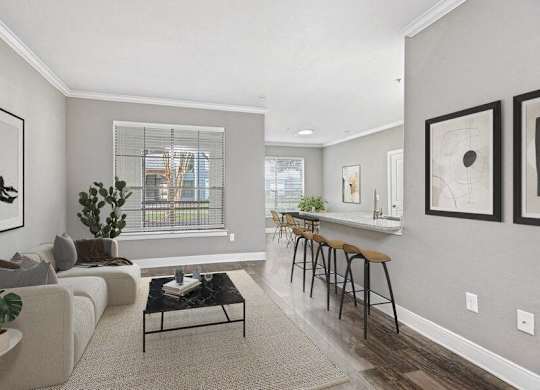 Model living and kitchen