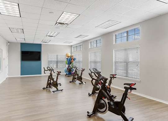 Community Fitness Center with Equipment at Mirage on Kernan Apartments located in Jacksonville, FL.