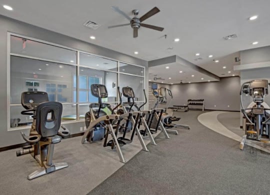 Fitness center with equipment