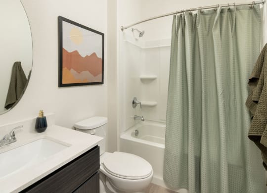 a bathroom with a sink toilet and bathtub