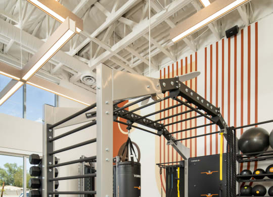 a view of the strength and conditioning equipment in the gym