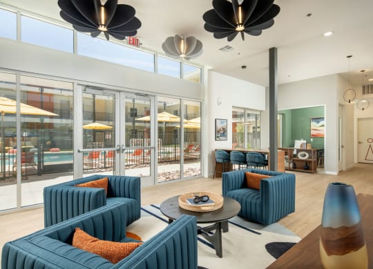 the lobby at the bradley braddock road station apartments