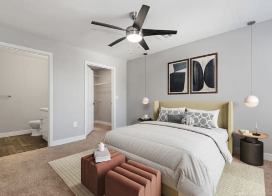Model primary bedroom at Harmony at Surprise, Arizona