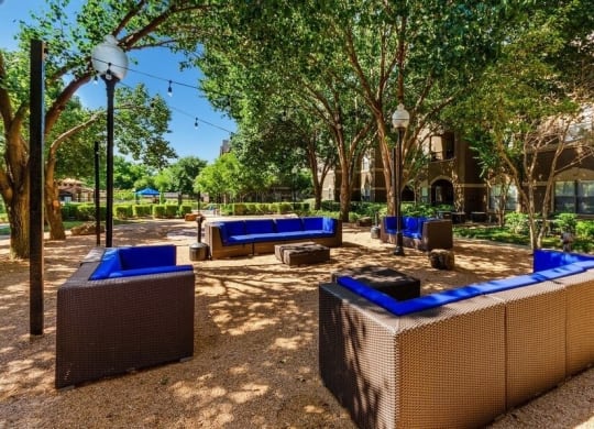 Outdoor lounge area at Hidden Creek, Lewisville, Texas