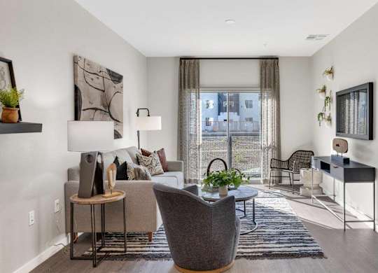 Model living room at Glen 91 Apartments in Glendale, AZ