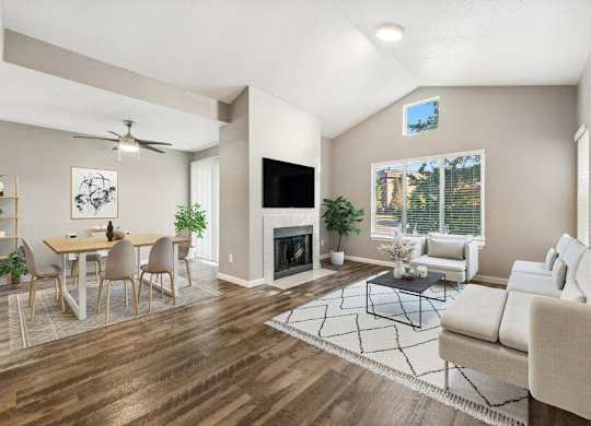 Model living room and dining room