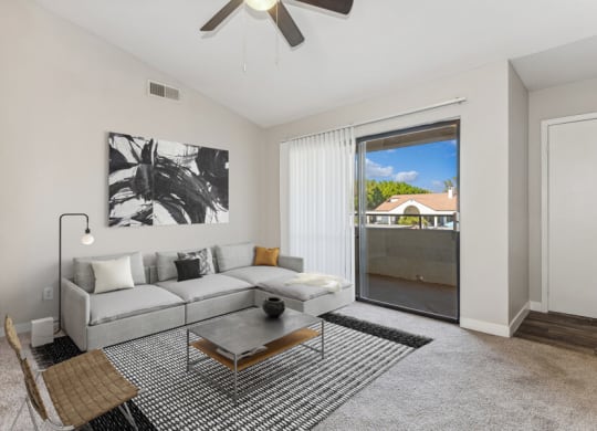 Model apartment living room at Lore South Mountain, Phoenix, AZ