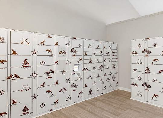 Community Package Lockers at Mirage on Kernan Apartments located in Jacksonville, FL.
