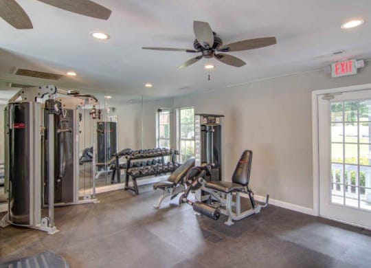 View of fitness center with equipment