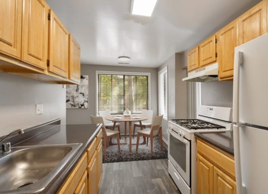Furnished model kitchen and dining room