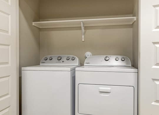 a washer and dryer in a laundry room