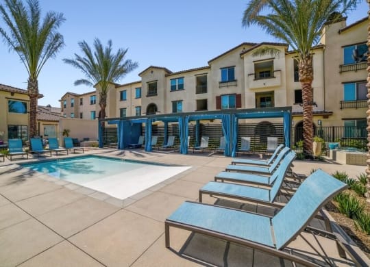 Sundeck near spa with lounge chairs