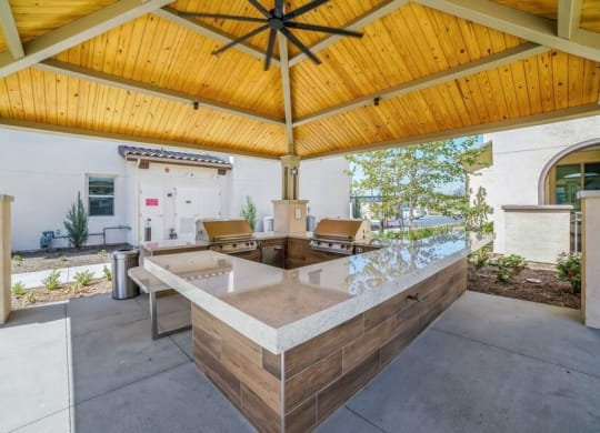 Covered outdoor kitchen