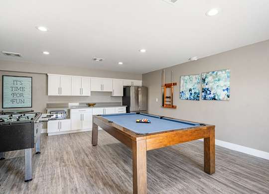 Community Game Room at Bridges at Tropicana Apartments located in Las Vegas, Nevada.