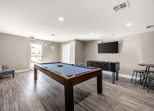 Community Game Room at Bridges at Tropicana Apartments located in Las Vegas, Nevada.