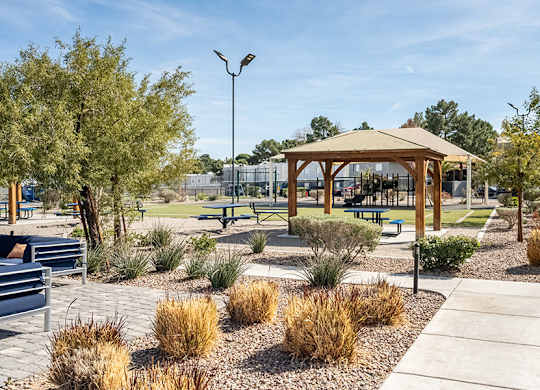 Exterior Community Landscape at Bridges on Tropicana Apartments located in Las Vegas, Nevada.