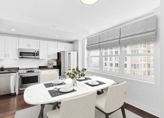 Dining table at 65 Bay Street, Jersey City, NJ