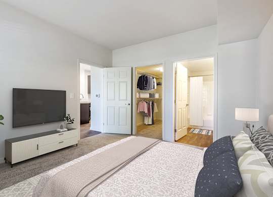 Bedroom With TV at The Apartments at Cambridge Court, Rosedale