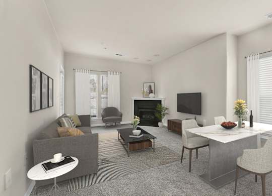 Living Room With Dining Area at The Apartments at Cambridge Court, Rosedale