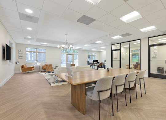 a large room with tables and chairs in it at Copper and Quarry Village, Maryland, 21209