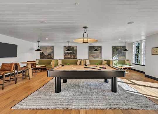 A Spacious Room with Pool Table at District 757 Apartments, Norfolk