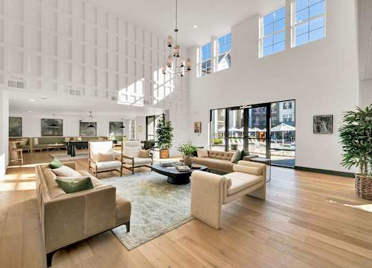 A Clubhouse with a Large Window at District 757 Apartments, Virginia, 23502