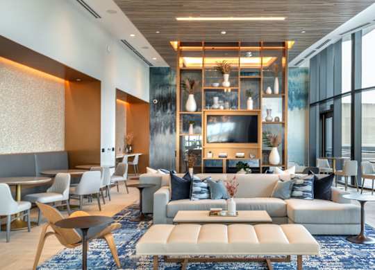 Modern Living Room at Eastline Residences Apartments, Dallas, 75206