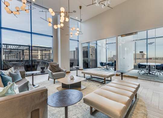Contemporary Living Room at Eastline Residences Apartments, Dallas, Texas