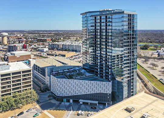 Modern Glass Building at Eastline Residences Apartments, Texas