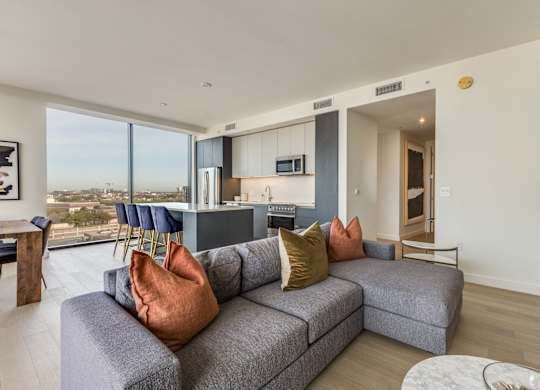 Family Living Room at Eastline Residences Apartments, Dallas, TX, 75206