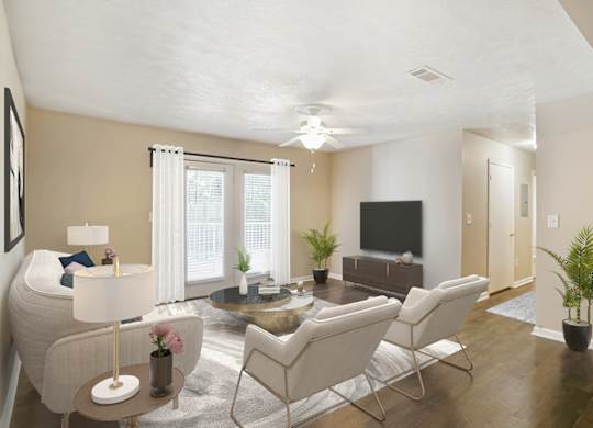 Living Room With Television at Grand at Pearl Apartments, Pearl, MS