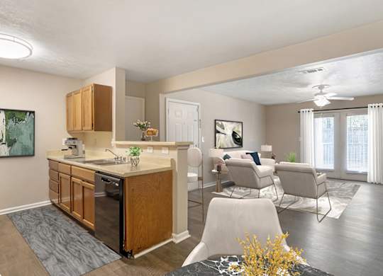 Living Room along with kitchen at Grand at Pearl Apartments, Mississippi, 39208