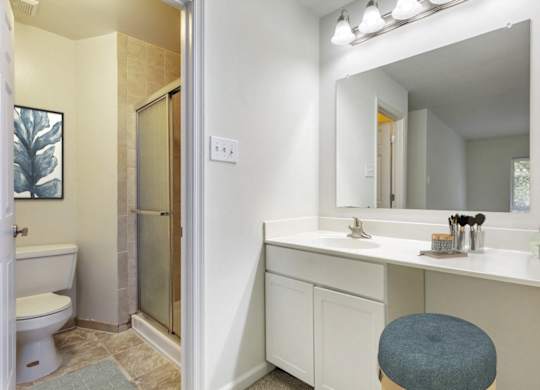 Bathroom With Adequate Storage at The Greens at Columbia, Maryland, 21044