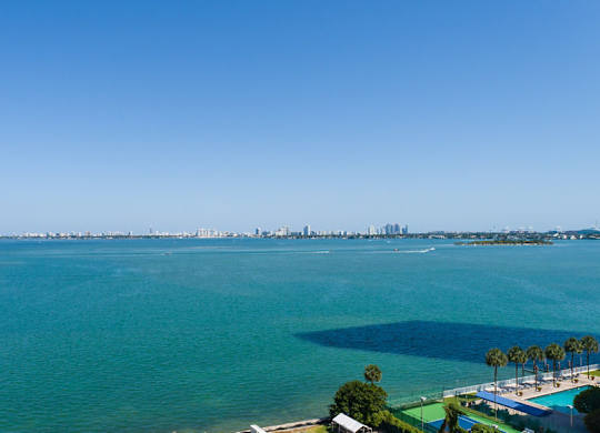 a view of the ocean and the city from a condo at The Hamilton, Miami
