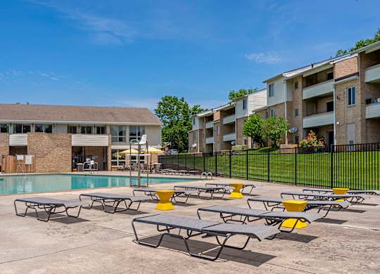 Poolside Relaxing Chairs at The Apartments at Saddle Brooke, Cockeysville, MD