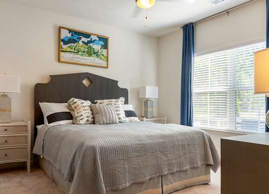 Bedroom with bed at Skyland Exchange Apartments, Asheville, NC