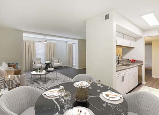 Kitchen along with dining table