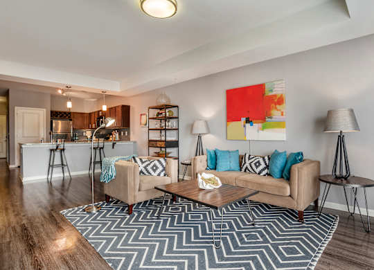 Carpeted Living Room  at The Heights Apartments, Alabama