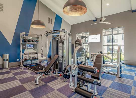 Fitness center at The Rosemary Apartments, Humble, Texas