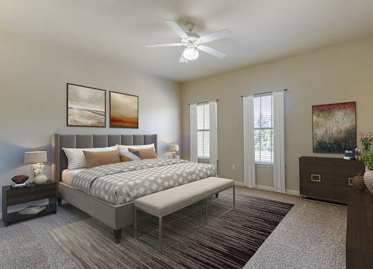 Bedroom at Villaggio Apartments in Bossier City, LA