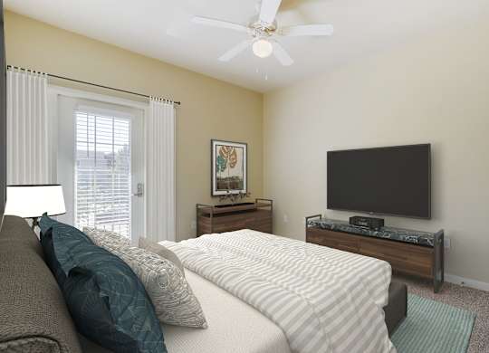 Modern Bedroom at Villaggio Apartments in Bossier City, LA