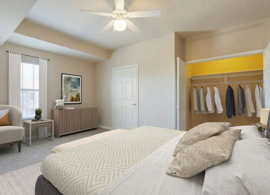 Spacious Bedroom at Villaggio Apartments in Bossier City, LA